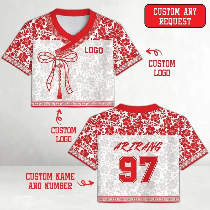 Custom Kpop World Tour Jersey 2026  Personalized Crop Top Hanbok Style Mesh Jersey | Kpop Fan Merch, ARMY Concert Outfit & Music Lover Gift