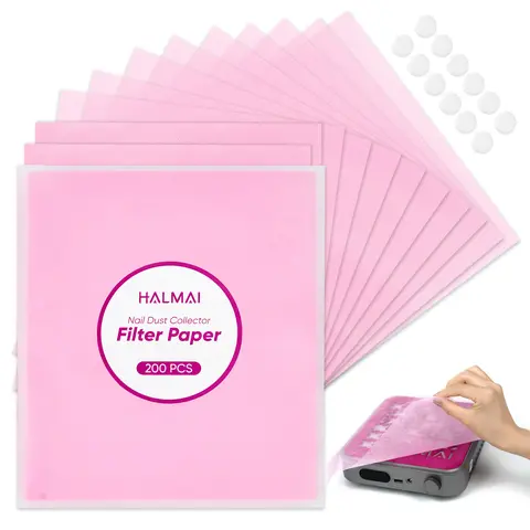 HALMAI 200 Sheets Nail Dust Collector Filter Paper, Disposable Nail Dust Filters for Most Nail Dust Collector Machine, Nail Vacuum for Nail Salon Spa Tech Supplies & Accessories