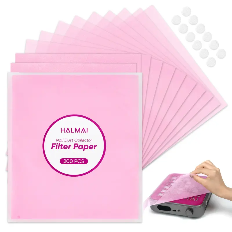 HALMAI 200 Sheets Nail Dust Collector Filter Paper, Disposable Nail Dust Filters for Most Nail Dust Collector Machine, Nail Vacuum for Nail Salon Spa Tech Supplies & Accessories