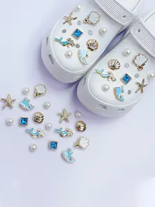 18pcs Cute Resin DIY Accessories for Crocs, Pearl Starfish and Shell Design, Removable Crystal Shoes Charms for Fashionable Footwear Decor