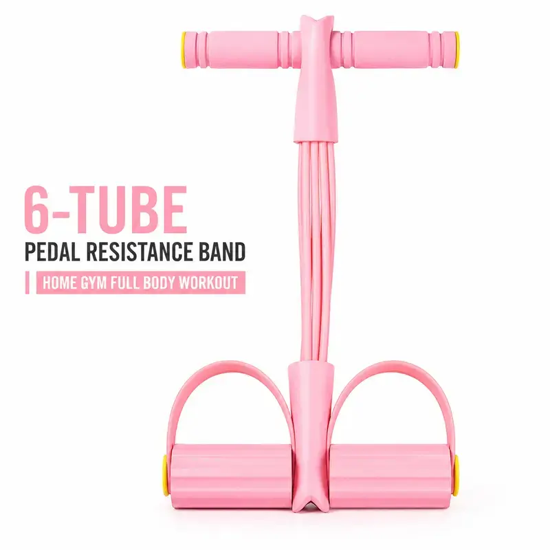 Pedal Resistance Bands Set - 6-Tube Elastic Pull Rope, Non-Slip Foot Exerciser Resistance Bands for Lower Body, Glute Growth, Arm Workouts, Ab Training, Home Gym Full Body Toning Equipment for Women Beginners, Resistance Band Workout, Lower Body Workout