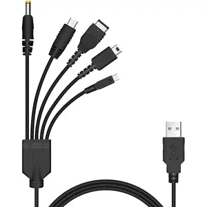 5 in 1 USB Charger Cable Cord for Nintendo NDS Lite/Wii U/New 3DS(XL/LL),3DS(XL/LL),2DS,DSi(XL/LL),NDS/GBA SP(Gameboy Advance sp),PSP 1000 2000 3000