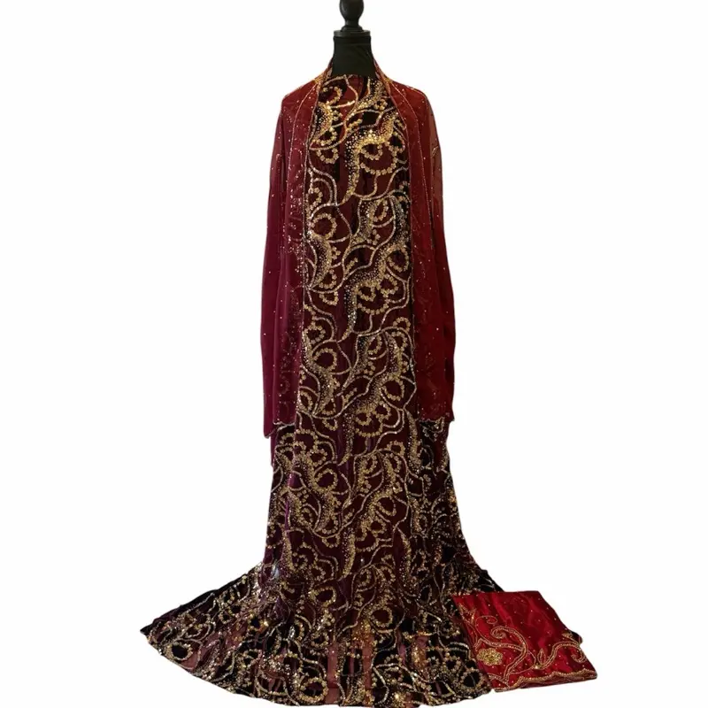 Midnight Gold Luxe Velvet 3-Piece Unstitched Dirac, Ideal for Wedding and Eid Celebrations