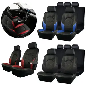 For Toyota Camry 9pcs Car Seat Covers Full Set, PU Leather Front + Rear Seat Comfort Cushion Protector Pad Mat 4 Season Breathable Non-Slip, UV Resistant Carseat Cover Water Resistant, Waterproof 5 Seater Covers Car Auto Vehicle Interior Accessories