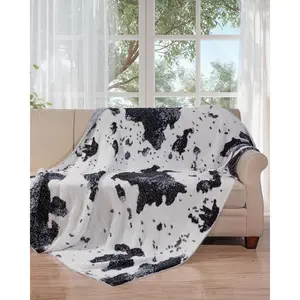 Cow Throw Blanket for Couch Bed Sofa Soft Cozy Cow Pattern Animal Print Blanket, Lightweight Plush Throw, Blanket for & Teen Girls 50x60 Inches Black