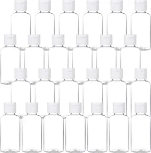 25Pcs 50ML/1.7OZ Plastic Empty Bottles Clear Travel Containers Travel Size Bottles with Flip Cap, HDPE Squeezable Refillable Toiletry/Cosmetic Bottles - Set of 25 - Oval Design (clear)