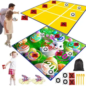 2-in-1 Giant Easter Bean Bag Toss & Large Tic Tac Toe Outdoor Games for Kids Adults-4.5ft Giant Outside Lawn Yard Camping Field Day Games for Kid Family-Backyard Fun Carnival Easter Party Giant Games