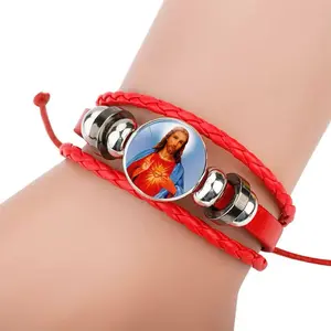 Sacred Heart  ADJUSTABLE charm bracelet “red”