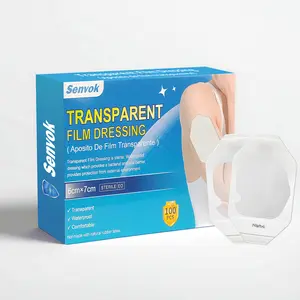 Senvok Transparent Film Dressing 6cm X 7cm 100 Packs Waterproof Wound Cover Bandage Post Surgical Shower or Tattoo Aftercare Bandage IV Shield Adhesive Patches