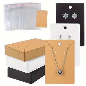 Elegant Paper Earring Display Cards (50 Cards + 50 Bags), 3.5"x2.4", Durable Paper Material, Professional Jewelry Showcase Cards