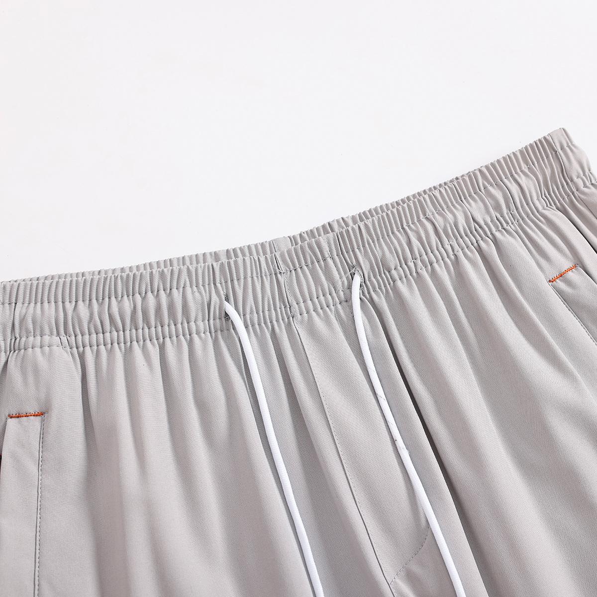 5-piece set of quick-drying and comfortable shorts, men's casual non-elastic elastic waist drawstring shorts with zipped pockets, suitable for summer gym workouts and training.