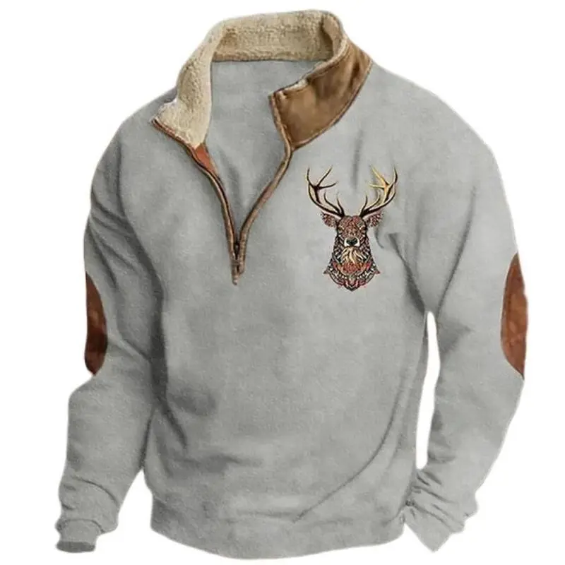 Hot New Arrival! Men's Aztec Cowboy Vintage Bull Head Print Long Sleeve 1/4 Zip Casual Sweatshirt with Pocket Collared Menswear Athletic Cotton Hoodie Hot New Arrival! Men's Aztec Cowboy Vintage Bull Head Print Long Sleeve 1/4 Zip Casual Sweatshirt with Pocket Collared Menswear Athletic Cotton Hoodie