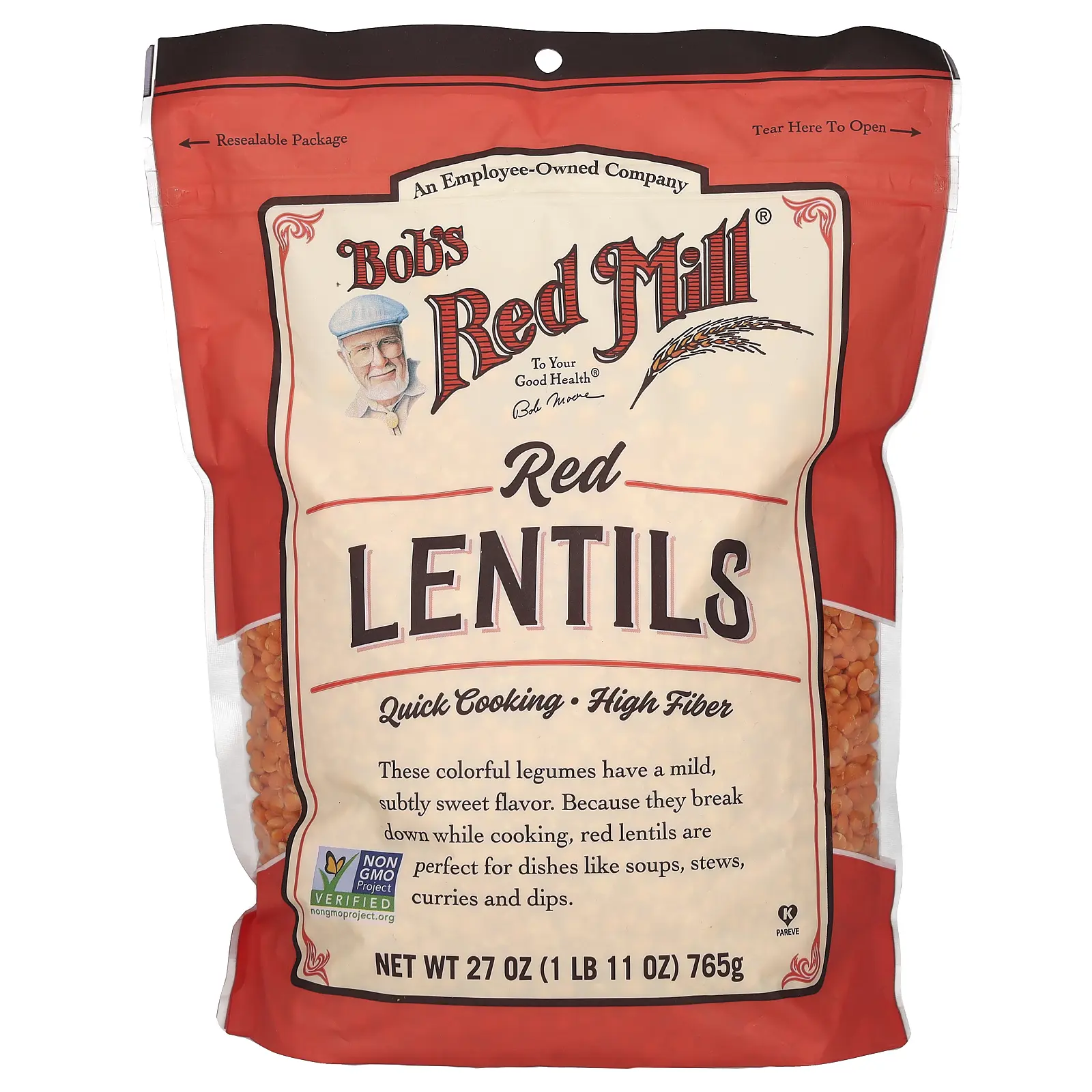 Bob's Red Mill Red Lentils, 27 oz (765 g)