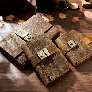 Advanced leather loose leaf retro diary, notebook, password lock, stationery gift, handmade cowhide notebook for men and women, precious gift