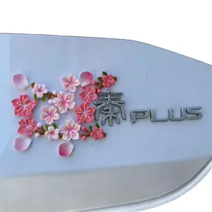 3D Cherry Blossom Car Sticker Waterproof Flower Decal Auto Emblem DIY Decor Romantic Peach Blossom Car Emblem Stickers No Trace Car Styling Decoration