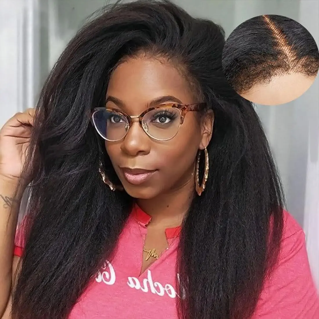 4C Edges Hairline 13x6 Frontal HD Lace 180% Density Human Hair Front Lace Wig With Kinky Straight Baby Hair Realistic Hairline summerwins