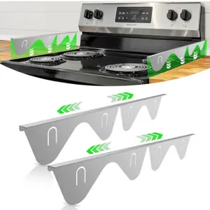 Stainless Steel Stove Gap Cover, Adjustable Length 13.8-27.5 Inches, Heat Resistant, Easy Clean, 4 Pieces, Silver Color