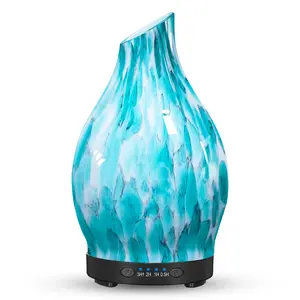 Essential Oil Diffuser, 120ML Glass Aromatherapy Diffuser with Auto Shut-Off and 7 Color LED Lights, Ultrasonic Mist Humidifier with 4 Timer for Home Office Bedroom (Blue Mountain)