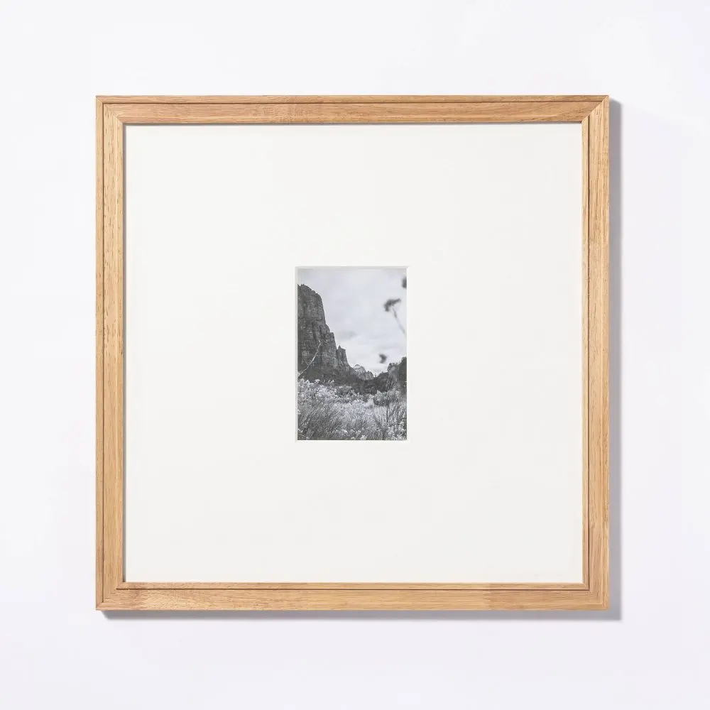 15" x 15" Matted to 4" x 6" Gallery Frame Natural Wood - Threshold designed with Studio McGee: Beveled Acid-Free Mat