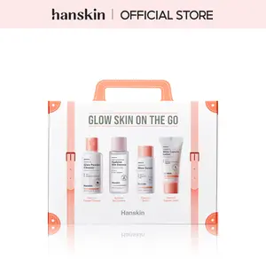 Hanskin  Glow Skin On The Go Kit - Complete 4-Step Brightening K-Beauty Routine with Vitamin C Cleanser, Essence, Serum & Capsule Lotion for Travelers glass-skin glow
