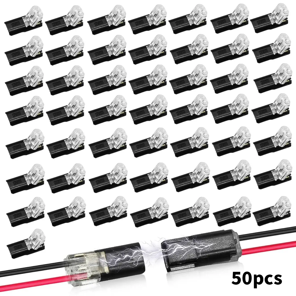 Wire Connectors 50PCS/20PCS, 2-Pin Quick Connect Terminal Blocks, Tool-Free Lever Wire Connectors for 18-22 AWG Wire, LED Strip Lights, Automotive Low Voltage Wiring, DIY Electrical Projects