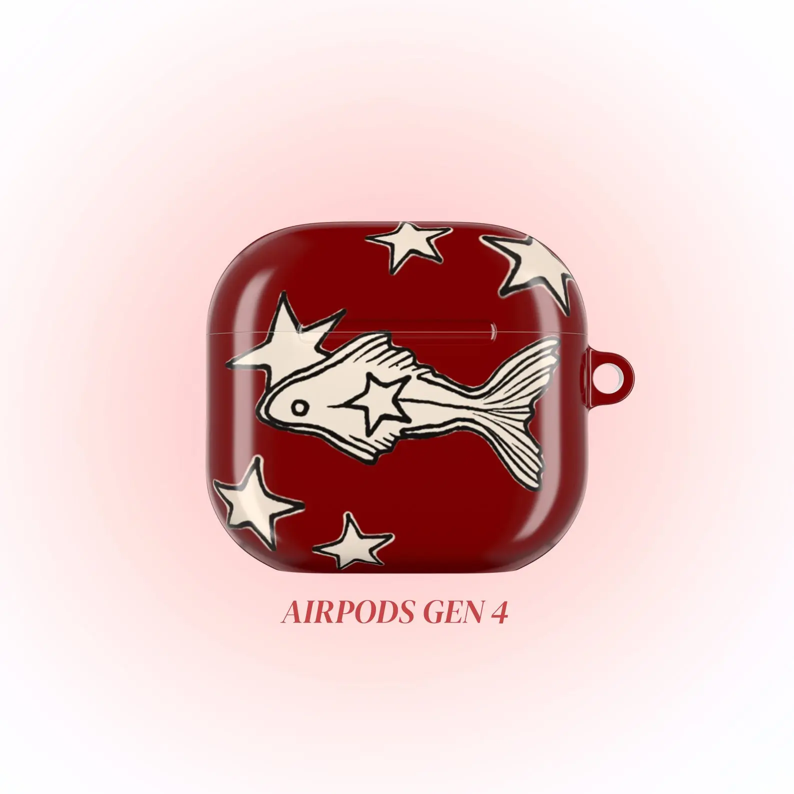 Red Star Goldfish AirPod Case, Y2K Grunge Cover Cute Aesthetic Headphone Accessories Kawaii Gift, Protective AirPods Pro 1 2 3 4 Gen