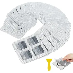 80 count 4"x4" Disposable Hair Drain Stickers, Anti-Blocking Filter Screen Self-Adhesive Mesh Drain Covers for Bathroom, Bathtub, Sink, Kitchen, Laundry Room, Shower
