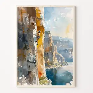 Rock Climbing Wall Art, Hiking & Bouldering Poster, Outdoor Adventure Mountain Travel Print, 5 Size, 8x12 to 27x40 inch, Room Decor, Unframed