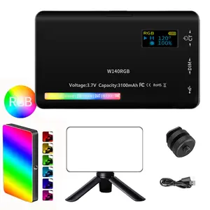 Portable RGB Video Lights  CRI 95+ 2500-9000K LED Camera Light Rechargeable 360° Full Color Portable Photography Light Adjustable Hue & Brightness with 3300mAh Rechargeable Long Life Battery Tripod Stand for Vlogging Photography Video Conference selfie