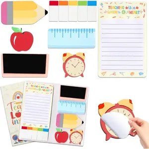 Teacher Sticky Notes Set, Blackboard Self-Stick Note Pads,  Pencil Shape Page Flags Sticky Index Tabs Teacher Appreciation  Writing Memo Pads School Office Supplies,White