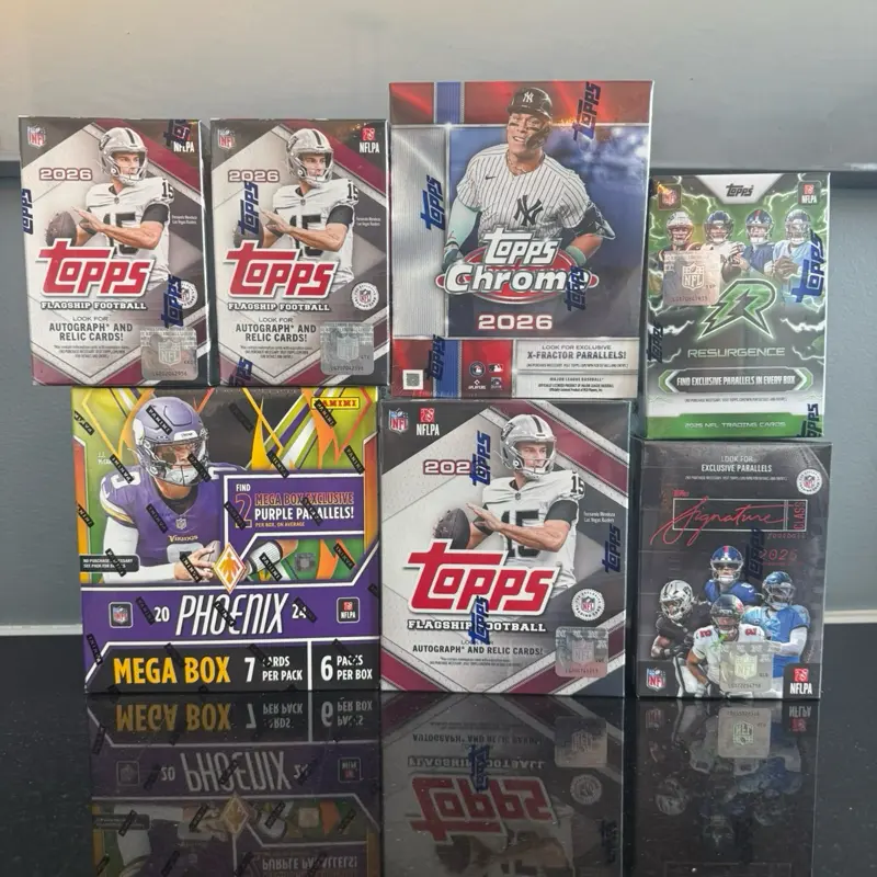 Break #351  1x 2026 Topps Flagship Mega Box 2x 2026 Topps Flagship Blasters 1x 2026 Topps Chrome Baseball Mega Box 1x 2025 Resurgence Blaster 1x 2025 Signature Blaster 1x 2024 Phoenix Mega Box   If you could just copy the same template as break #350 that