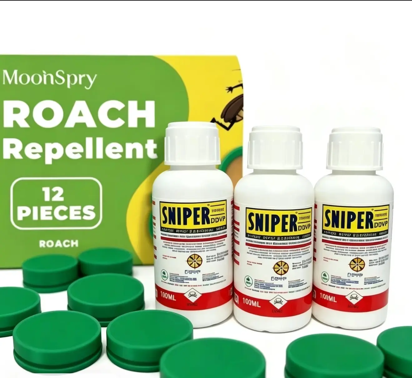 SNIPER concentrated insecticide solution kills cockroaches, flies, mosquitoes, spiders, ants, centipedes and other pests—a pest control miracle for kitchens, warehouses, restaurants and toilets