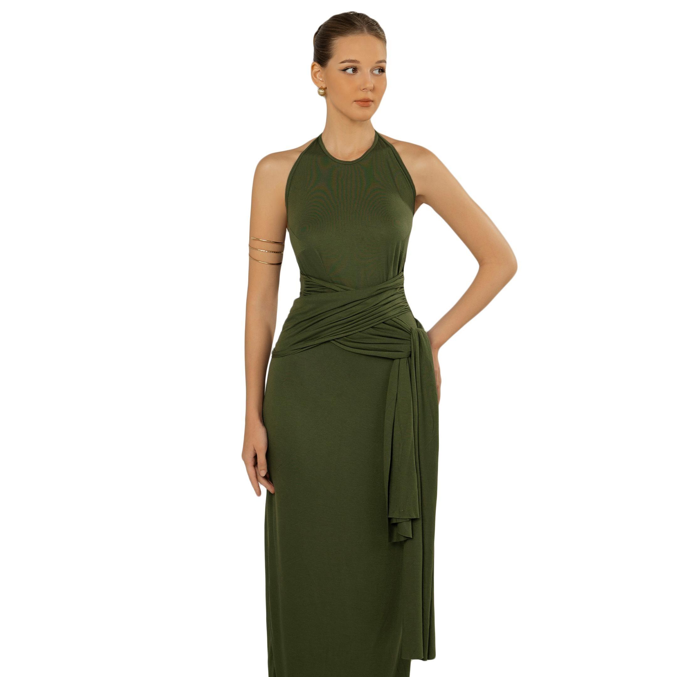 [2025 Spring] Elegant Maxi Wrap Dress for Women, Formal Wedding Guest Dress, 100% Soft Cotton,  Evening dress