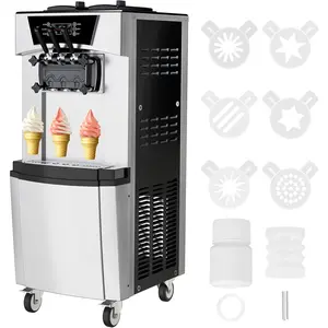 GARVEE Commercial Ice Cream Machine, 5.8 to 8Gal per Hour Soft Serve Ice Cream Maker for home, 3 Flavors Ice Cream Machine Countertop for Snack Bar Restaurants, Auto Clean, LCD Display