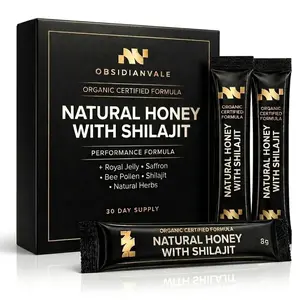 Obsidianvale Premium Natural Honey Packets | For-Him | LARGE 30 PACK | Extra Strength Raw Energy & Power In Honey Packs with Shilajit, Royal Jelly, Bee Pollen & Traditional Botanical Blend
