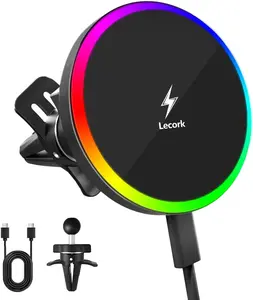 for Magsafe Car Mount, W Magnetic Wireless Charger for iPhone, Magsafe Air Vent Car Holder Charger for iPhone  Pro Max/// , Samsung S/S+/Ultra, RGB LED Design