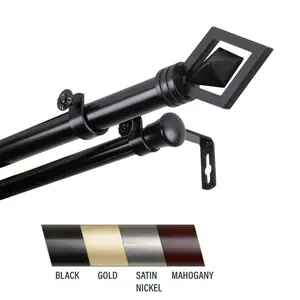 212 MAIN Central Design Lance 1 in. Double Adjustable Curtain Rod, 28-48 in. - Black, Double Rods, Adjustable Curtain Rods