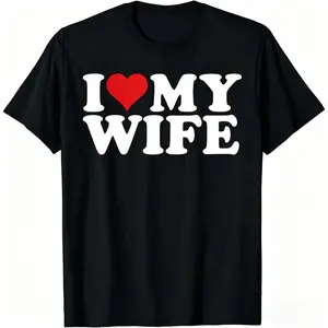 "I Love My Wife" Retro Heart 180GSM Cotton Husband Love T-Shirt