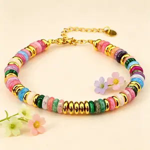 Bohemia Rainbow Beaded Stackable Bracelet, Boho Stone Brace Fashionable Jewelry for Women & Girls, Casual Jewelry for Party, Daily Clothing Decor, Birthday Gift, Trendy Jewellery Accessories