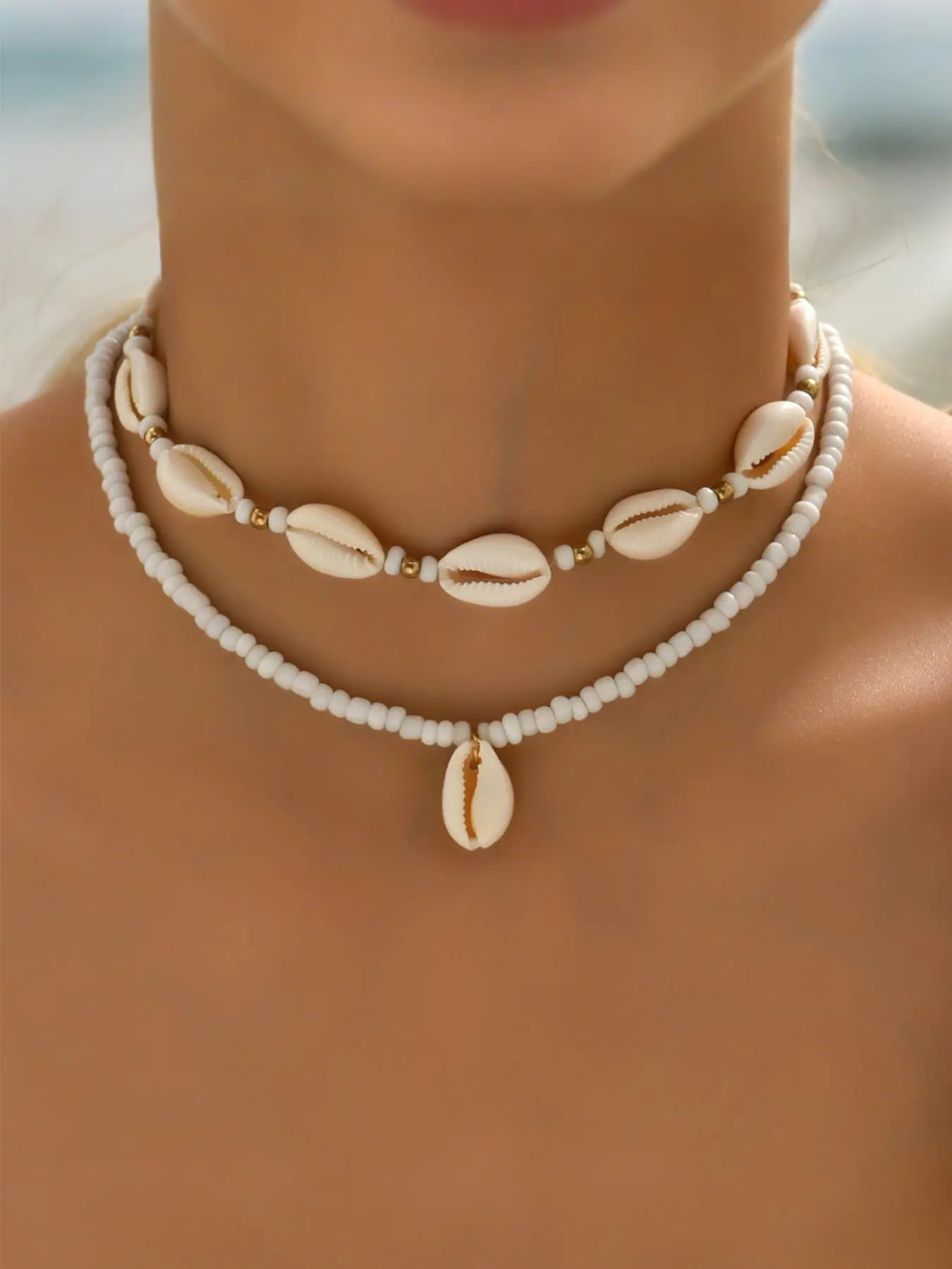 Boho Style Shell & Beaded Decor Necklace, Dainty Boho Necklace, Fashion Jewelry for Party, Daily Clothing Decor, Trendy All-match & Exquisite Jewelry for Birthday Gift, Beach Boho Necklace, Beaded Necklaces