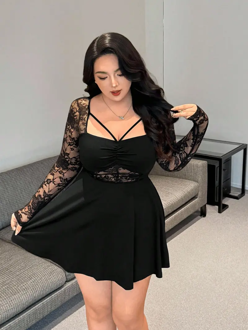 fitted lace wedding dress BFFBABY Black Dress Plus Size Formal A Line Dresses for Women Fall Long  Dresses with Sleeve Casual Belted at Amazon Women's Clothing store main image 1