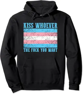 Kiss Whoever The F You Want Transgender Pride Flag Pro LGBTQ Pullover Hoodie - Matthewmatt Shop 97B07XPDQXJT