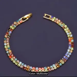 Multi-Color Double Row Rhinestone Bracelet