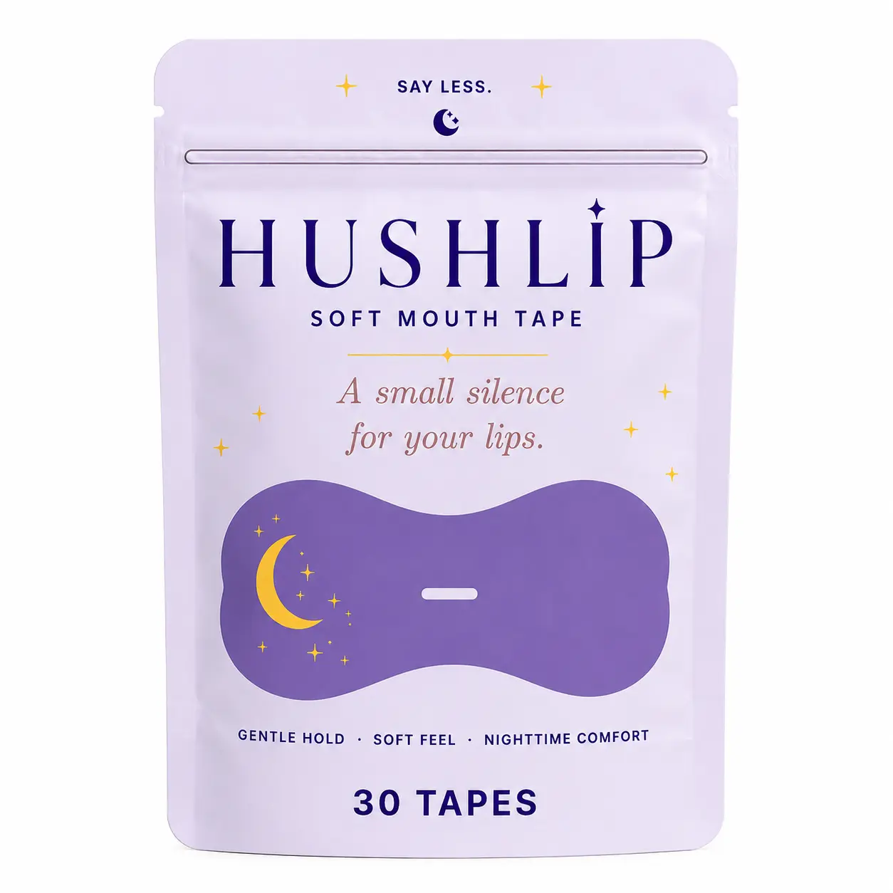 Hushlip Mouth Tape for Adults, Hypoallergenic Milk Fiber Strips in Lavender Butterfly Shape with Gentle Silicone Gel Adhesive - Secure Hold, Pain-Free Removal, 30 Strips (1-Month Supply)