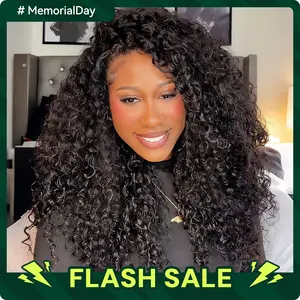 Vshow Water Curly 3 In 1 Half Wigs Glueless Human Hair Wigs With Drawstring Burmese Curly Pull and Go Wigs 250% Density Flip Over Glueless Half Wig Beginner Friendly Spiral Curly End Wigs