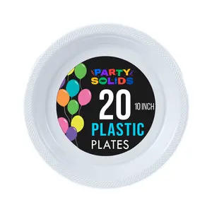 10 In. White Plastic Plates | 20 count