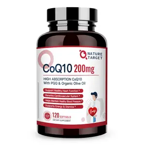 Nature Target CoQ10 200mg with PQQ L-Carnitine & Omega-3s, High Absorption Coenzyme-Q10 with BioPerine