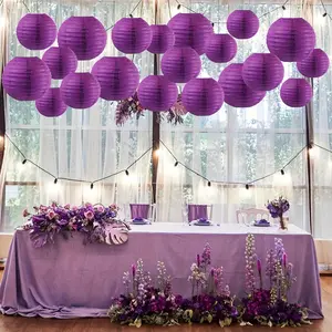 12 hanging paper lanterns, purple Chinese paper lanterns for ceiling decoration, suitable for parties, weddings, anniversaries, graduations, engagements, and Valentine's Day.