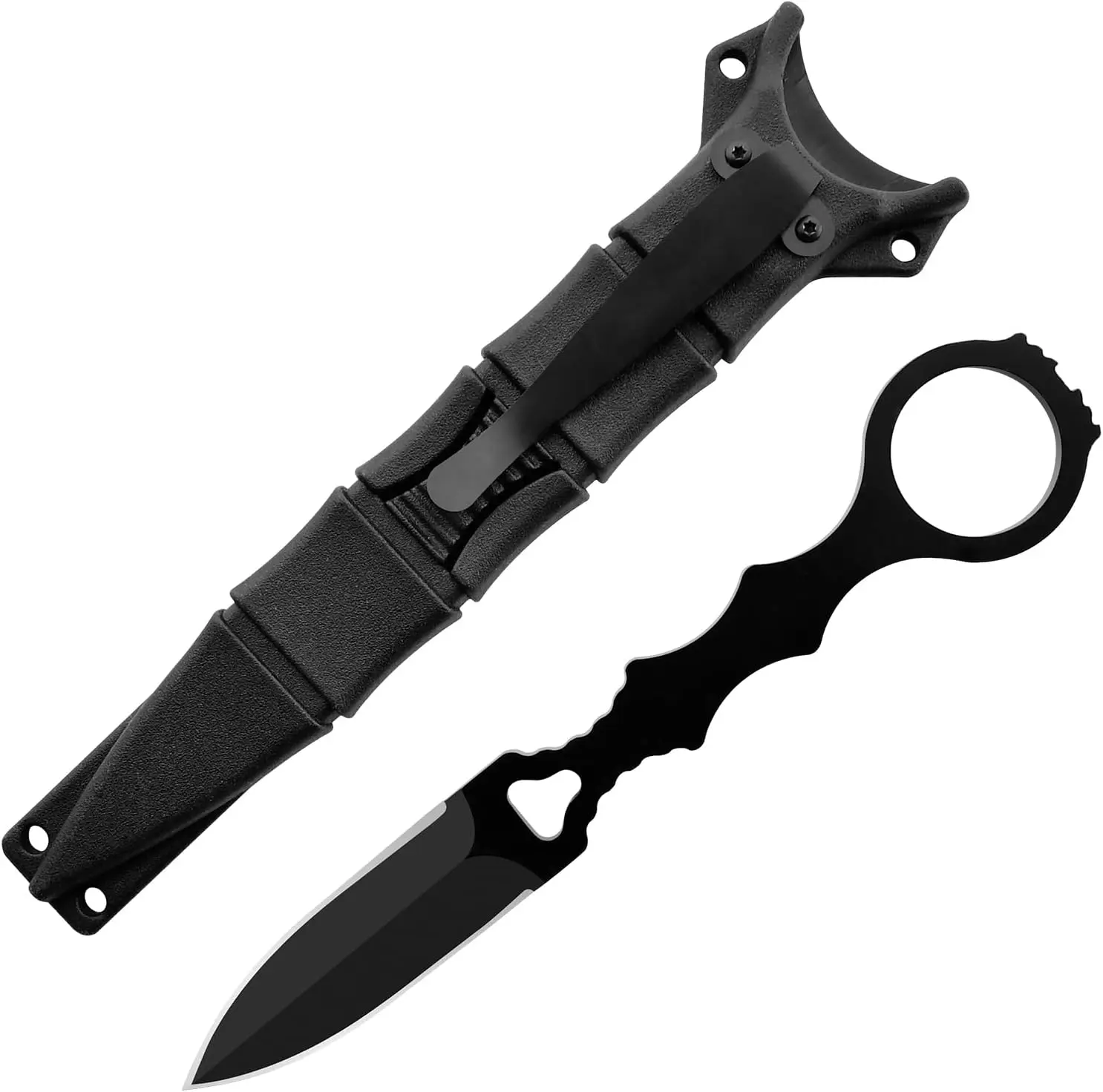 Tactical Fixed Blade Knife，6.7in Full Tang Camping Knives for Outdoor Survival，440C Stainless Steel EDC Knife with Kydex Sheath,Ergonomic Handle