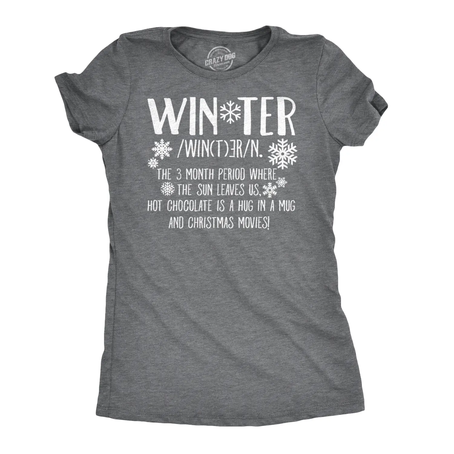 Womens Winter Definition Funny Christmas English T shirt for Ladies Funny Womens T Shirts Cute Vintage Fashion Casual Ladies T-Shirt Gift Christmas Tops for Women Funny Sarcastic Top Women's Novelty Tees Dark Grey